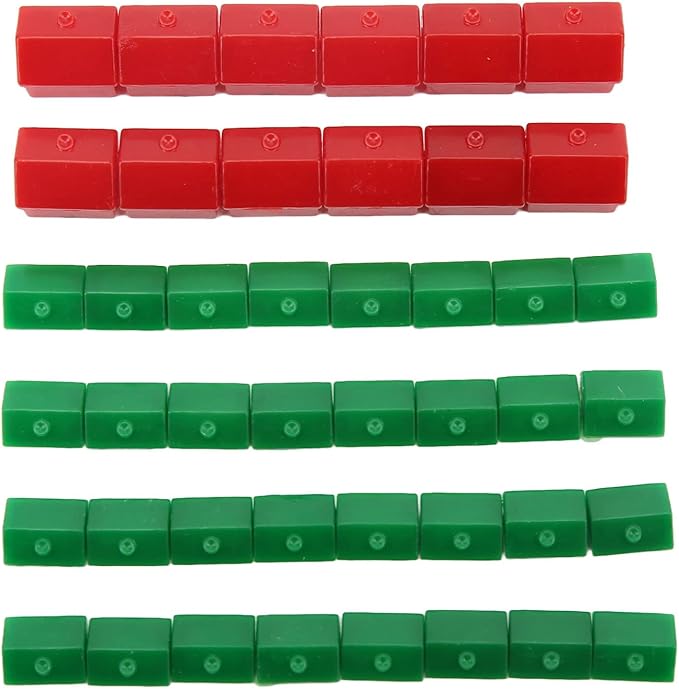 Dilwe Hotel Game Replacement Pieces, 12 red Houses and 32 Green Houses, Game Plastic Hotels Houses Game Piece Supplement Accessories