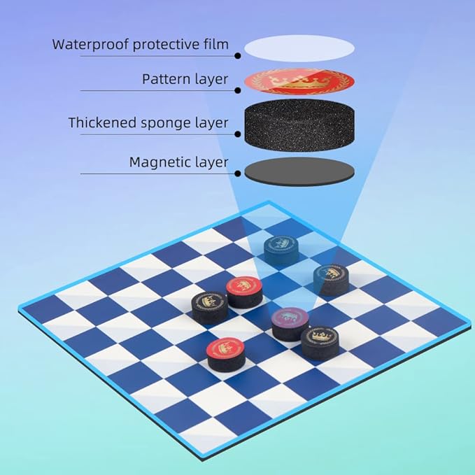 2-in-1 Checkers & Tic-Tac-Toe Board Game | Magnetic Travel Games for Kids 8-12 | Plane Activities for Kids Ages 8-12 | Foldable Magnetic Checkers & Travel Activities (Ages 3-12)