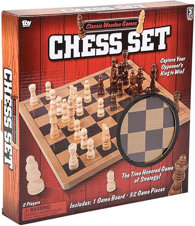 The Dreidel Company Classic Wooden Board Games, Great for Prizes, 10" (10" Wooden Chess)