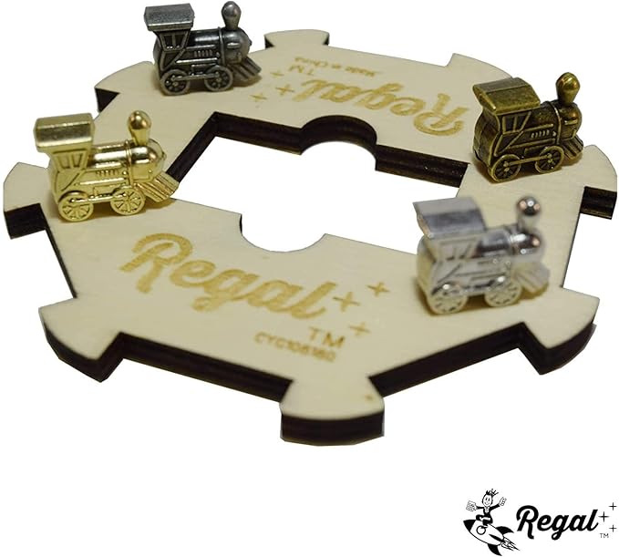 Regal Games Mexican Train Double 12 Dominoes Set for Adults & Kids - Domino Game with 91 Tiles Colored Dots & 4 Metal Trains - 2-8 Player Games & Ideal for Family Fun Game Night and Travel (Ages 8+)