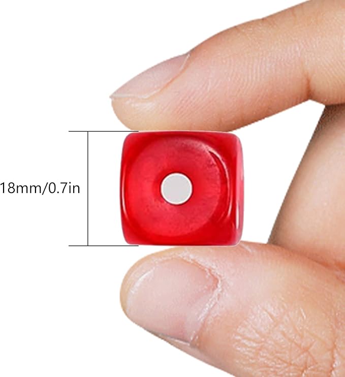 30 Pieces 6 Sided Dice Set 6 Colors 18MM Transparent Acrylic Dice for DND, MTG, RPG, Tenzi, Yahtze, Bunco, Table Borad Games, Math Teaching (30pcs-18mm-6 Colors)