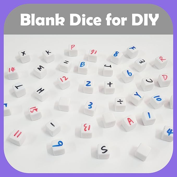 60 Pieces Blank Dice Write on,16MM Six-Sided White Cubes with Smoothed Surface for Board Games,DIY Sticker,Math Activities,Building Blocks,Custom Making
