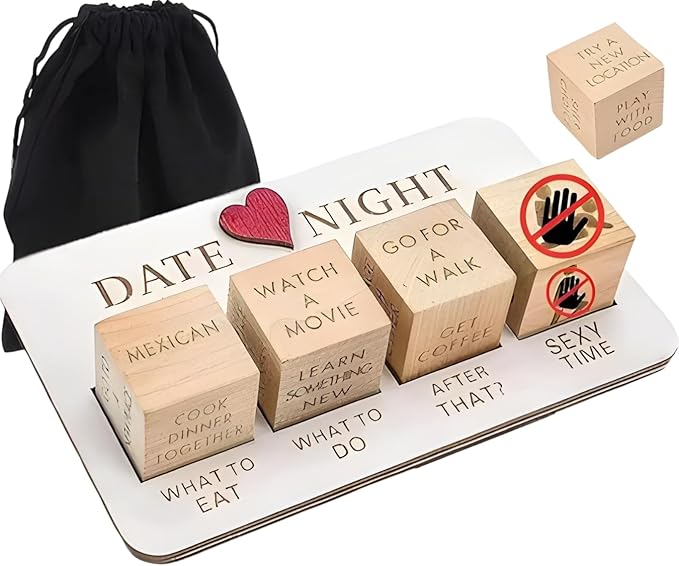 Date Night Dice Board Game Valentine's Day Gift for Couples, Girlfriend Boyfriend Married Wife Husband, Fun Decision Making Ideas, for Him Her, Wedding, Anniversary, Adult Gag Gifts