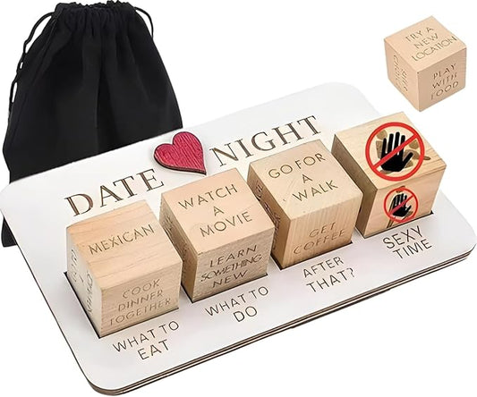 Date Night Dice Board Game Valentine's Day Gift for Couples, Girlfriend Boyfriend Married Wife Husband, Fun Decision Making Ideas, for Him Her, Wedding, Anniversary, Adult Gag Gifts