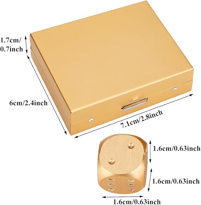 6 Sided Dice Set Spot Dice with Box for Math Learning Games, Party Favor and Gifts Silver Gold Dice (Gold Box)