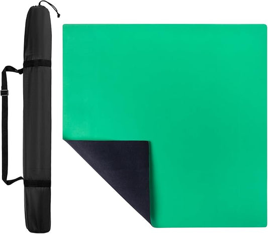 32.6"x32.6" Rubber Anti-Slip Playmat Mahjong Mat for Mahjong, Board Games, Dominoes, Tile Games Tabletop Cover Poker Mat Roll-up Game Mat with Carrying Bag(Green)