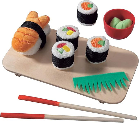 HABA Soft Sushi with Child-Sized Chopsticks & Serving Board Play Food Set - Pretend Play for Toddlers 3-5 and Kids Cooking Sets for Aspiring Chefs