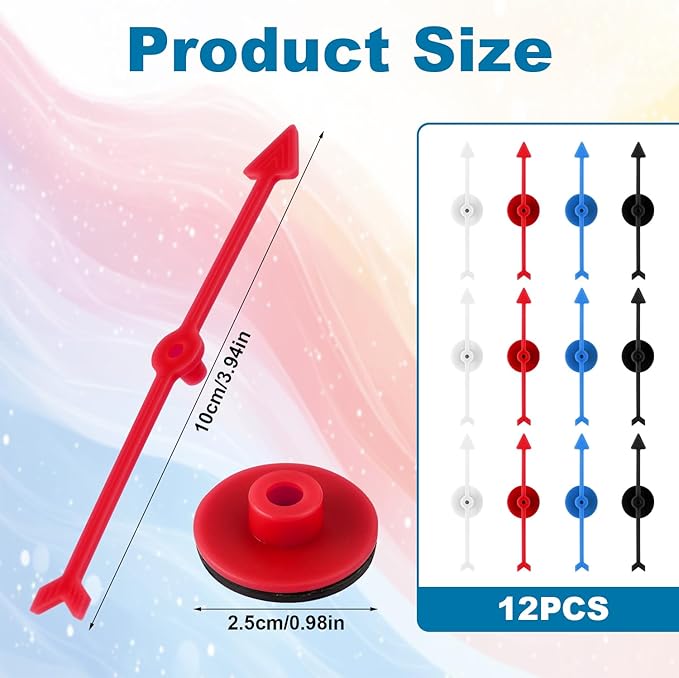 12pcs Arrow Game Spinners, 4 Colors Plastic Spinner Game Pointer Accessories Magnetic Spinners for Classroom Board Game Spinners for Activities DIY Projects (Green, Yellow, Red, White)