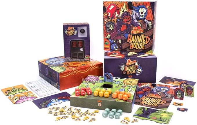 Boxtop Pinball: Haunted House - Exciting Family Pinball Adventure! Fun Monster Themed Tabletop Game for Kids & Adults, Ages 8+, 1-4 Players, 15 Minute Playtime, Made by Pandasaurus Games