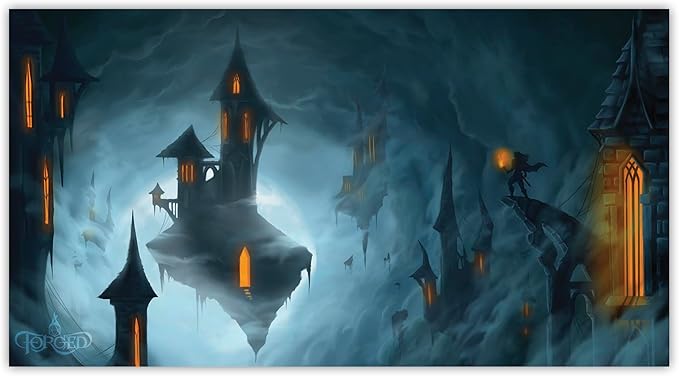 Forged Dice Co. Dice Tray 14" - Reversible Dice Rolling Mat - Compatible with Board Games and Tabletop RPGs Like Dungeons and Dragons Pathfinder Roleplaying Games - Realm of Mist