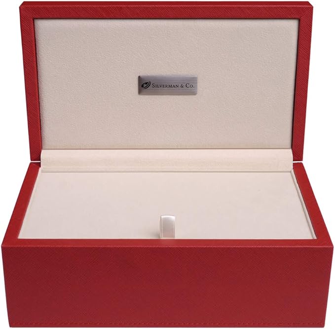 Silverman & Co. Double 9 Large White Domino Set - Red Case