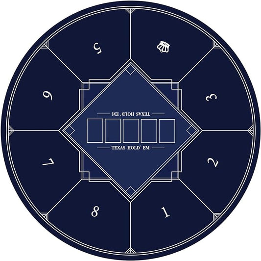nuveti 24/31/47/55/63inch Round Poker Mat for Texas Holdem | Portable Poker Table Top with Art Deco Layout Print 6-8 Player Game Layout Mat to Play Cards, Poker Games, Blackjack, Casino