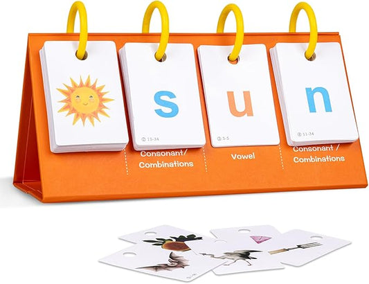 Tichgeim Phonics Flash Cards, CVC Word Games for Kindergarten, Learn to Read Phonics Games for Toddlers, Educational Learning Activity for School Supplies