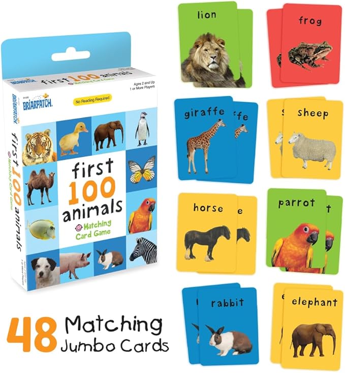 Briarpatch, First 100 Animals Matching Card Game, Based On Board Books by Roger Priddy, Preschool Learning for Kids