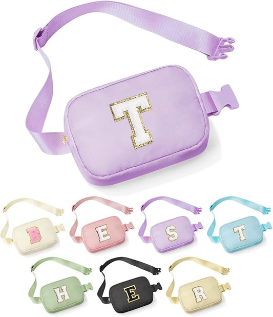 YOOLIFE Teacher Appreciation Gifts for Women - Gifts for Teacher, Teacher Retirement Gifts for Women Teacher Bag Teacher Gifts from Students, Initial Crossbody Bag Belt Bag, Purple T