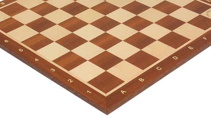 The House of Staunton Mahogany & Maple Wooden Tournament Chess Board - 2.25" with Notation & Logo