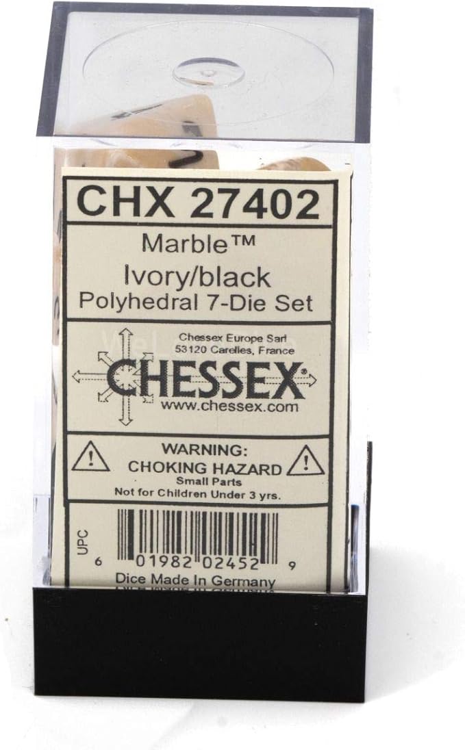 Chessex CHX27402 Dice-Marble Ivory/Black Set