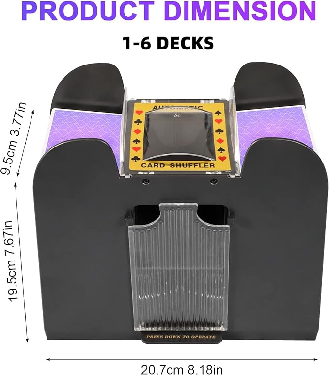 Automatic Card Shuffler 6 Deck,Battery-Operated Electric UNO Poker Shuffler,Playing Card Shuffler for Home Card Game,Travel
