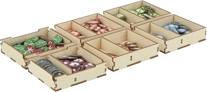 The Broken Token Arkham Horror 3rd Edition Compatible Game Organizer - Birch Wood Storage Box with Trays for Cards, Clues, Doom & More - Compatible w/Dark Waves - Wooden Game Organizer