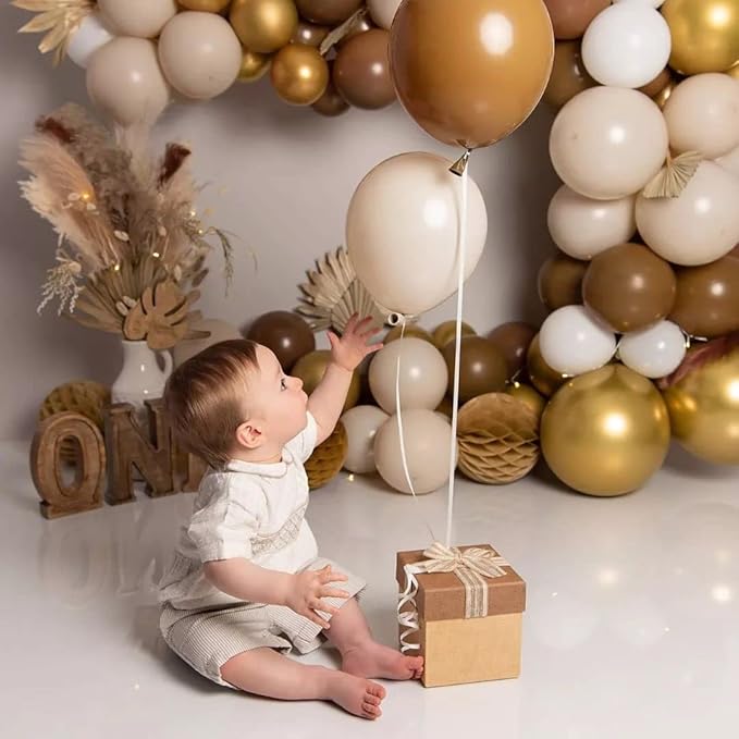 Brown Sand White Neutral Balloons, 50pcs 12 inch Retro Apricot Balloons Brown Sand White Gold Confetti Party Balloons For Birthday Baby Shower Engagement Wedding Anniversary Party Decorations