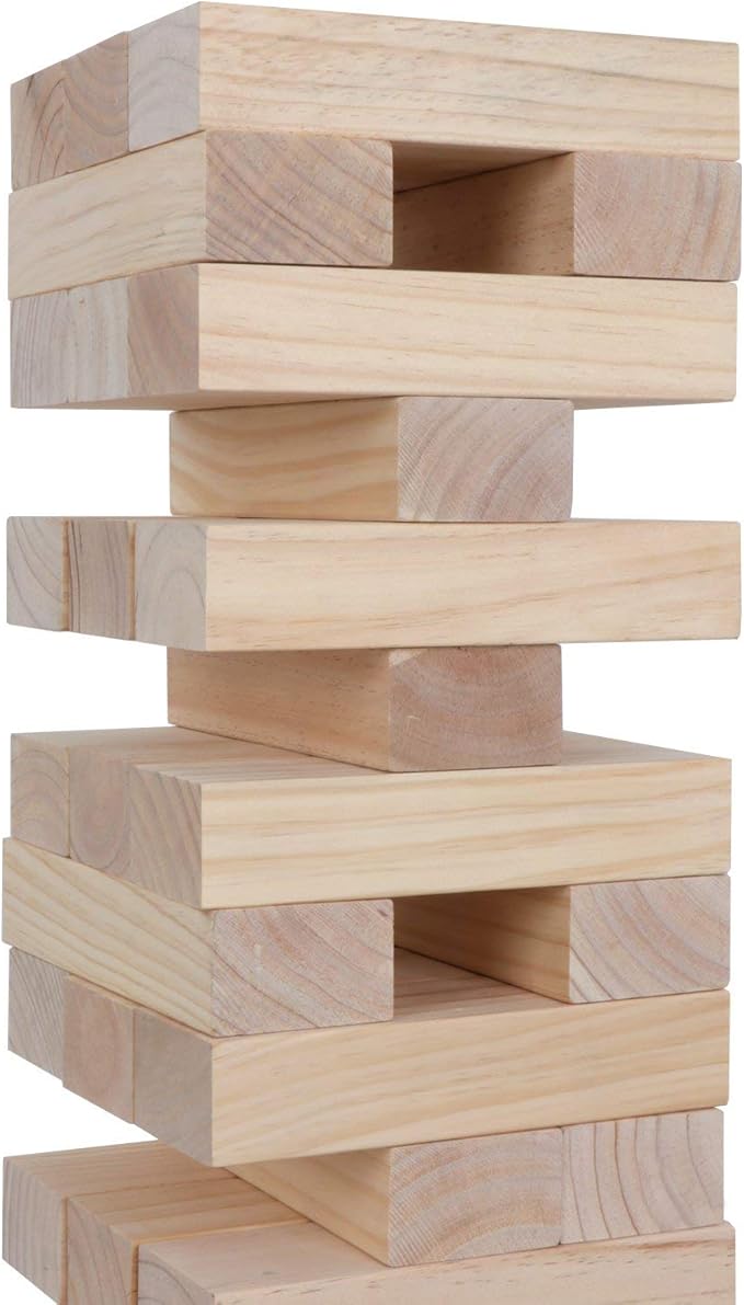 Giant Tumble Tower, Pine Wooden Blocks Stacking to Over 4.2FT, Indoor Outdoor Games for Kids Adults Family, Large Tumbling Timber Yard Game