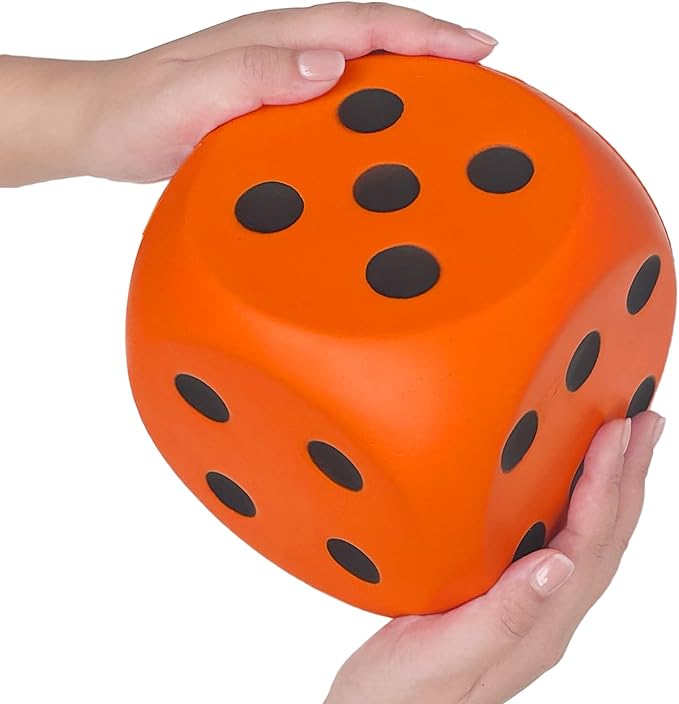 Giant 5.9 Inches Kawaii Foam Dice: A Fun-Filled, Educational Toy for Game Nights and Learning Sessions (Lucky Orange)