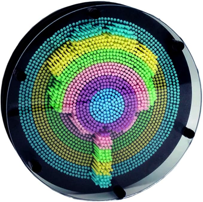 3D Pin Art Intellectual Fun Toy Rainbow Pin Art Palm Board Extra Large(8 x8 Inches) Arouse Sense of Imagination Innovative Boundless Creativity