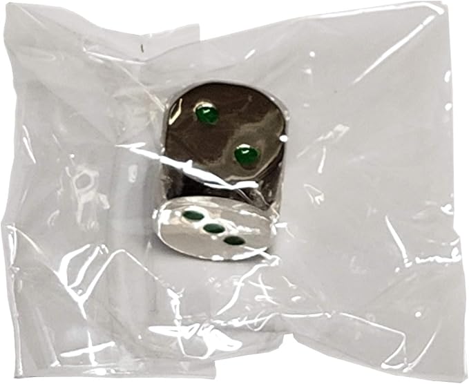 Set of (5) Solid Zinc Alloy Metal Polished Finish 16mm Dice, Rounded Corners with Black Velvet Cloth Pouch