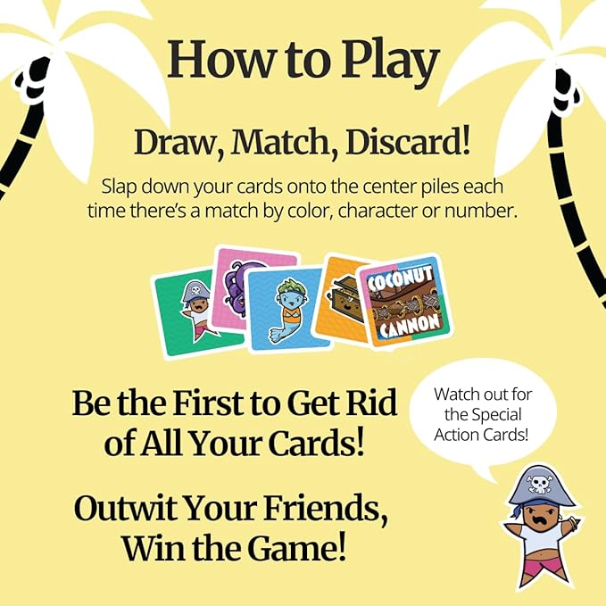 Coconut Cannon - Fast Action Pirate-Themed Matching Game for Family Fun, Ages 6+, 2-5 Players, Perfect for Game Night, Parties, Travel, & Family Gatherings