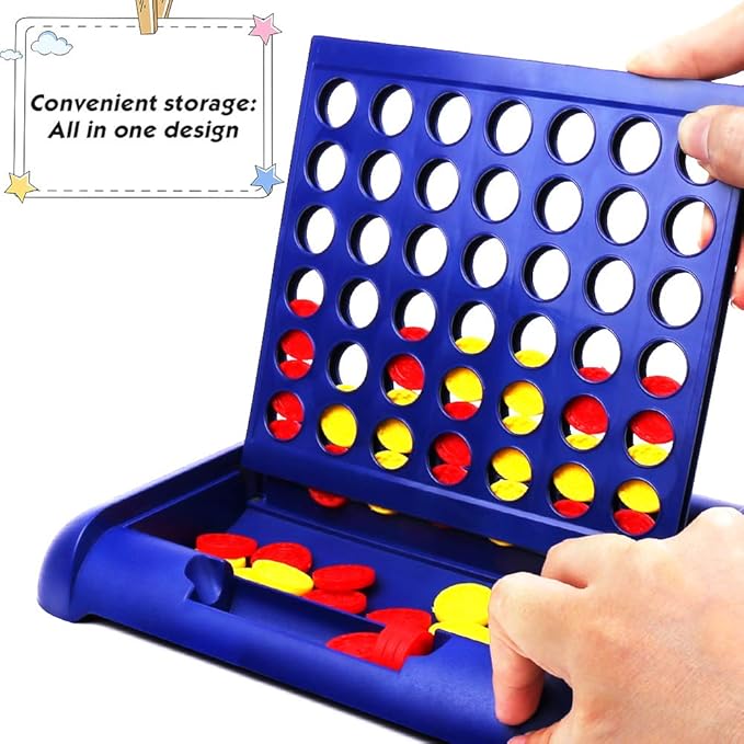 IAMGlobal 4 in a Row, 2 Pack Board Games, Four in a Row Game, Travel Size Line Up 4, Classic Family Toy for Kids and Family for Fun (2 Pcs)