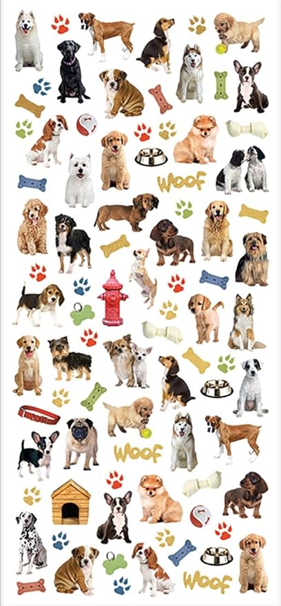 Playhouse Micro Mini Foil Accent Sticker Sheet for Crafts, Trading & Collecting - Dog Buddies 1 Pack