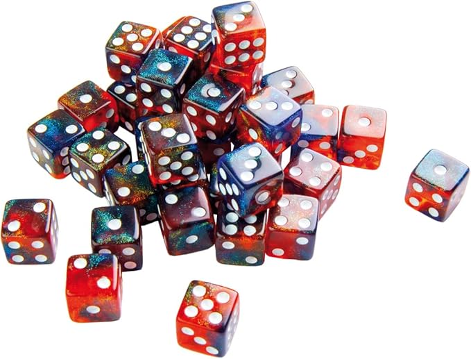 Galaxy Series Mars D6 Dice Set Set of 36 Six-Sided Dice Premium Quality Resin Dice for Dice Games, Board Games and Card Games Cosmic Glittering Design Red and Blue Color Made by Gamegenic