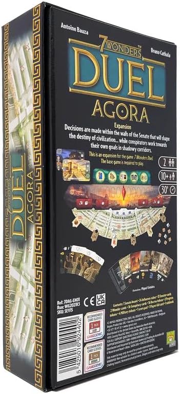 7 Wonders Duel Agora Board Game EXPANSION - Intense Two-Player Battles in the Ancient World! Strategy Game for Kids and Adults, Ages 10+, 2 Players, 30 Minute Playtime, Made by Repos Production