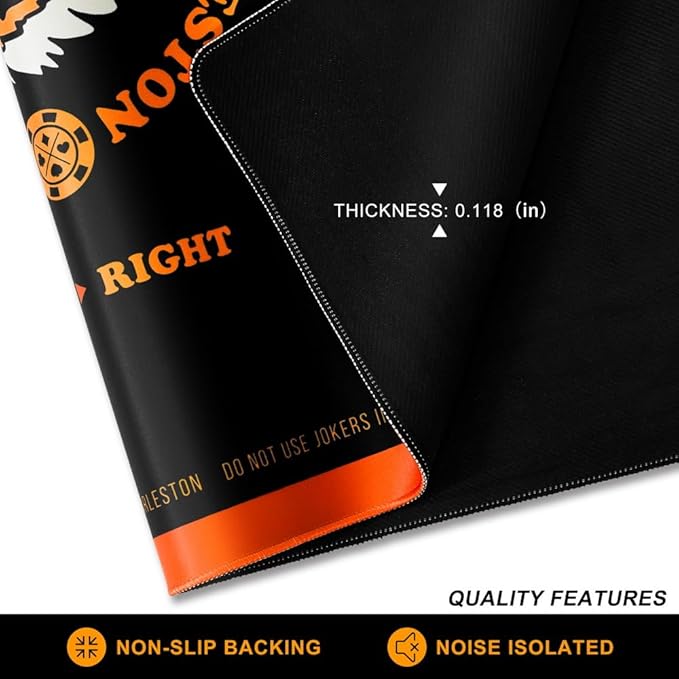 Mahjong Mat with Rules for Table,Non-Slip and Silent,Comes with 2 Dice and 1 Coral Velvet Mahjong Mat Storage Bag (Black)