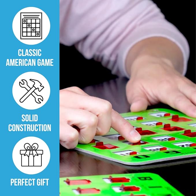 Regal Bingo Finger-Tip Shutter Bingo Cards Set w/Sliding Windows - 25 Bingo Shutter Cards, 75 Reusable Calling Cards, 1 Master Board - Ideal for Family Fun Night - No Chips & Daubers Needed - Green