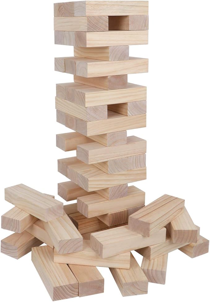 Giant Tumble Tower, Pine Wooden Blocks Stacking to Over 4.2FT, Indoor Outdoor Games for Kids Adults Family, Large Tumbling Timber Yard Game