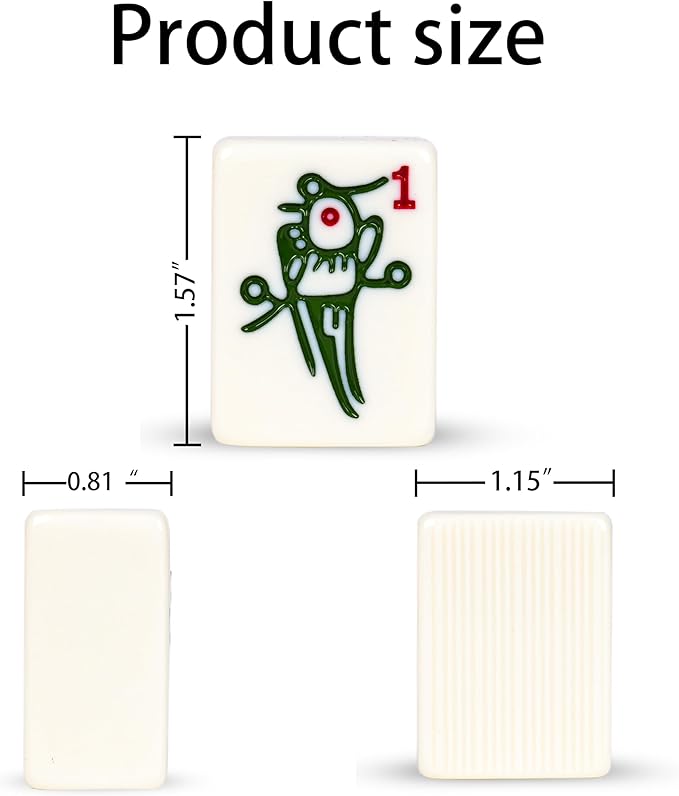 Chinese Mahjong Set, 146 Numbered Melamine 1.6" (40 mm), Large Size Complete Mah jongg Set with Carrying Travel Case (Lvory Yellow)