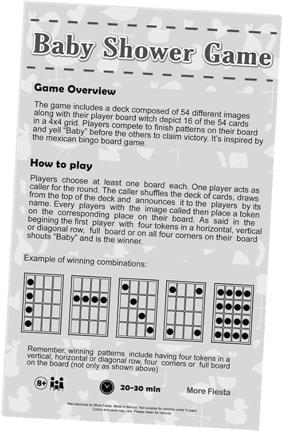 More Fiesta Baby Shower Bingo - Bilingual English Spanish, for up to 10 Players