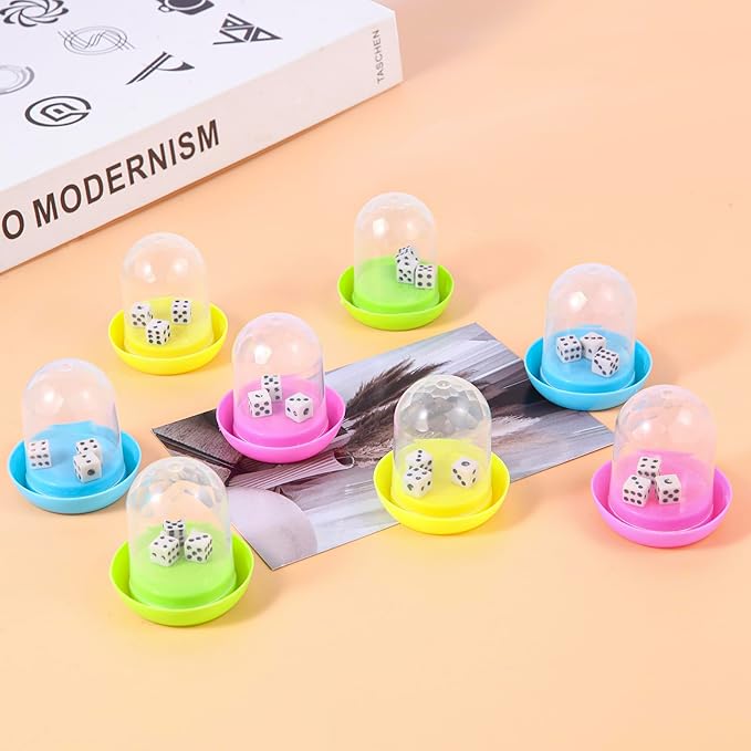 12 Pack Mini Dice Cup Set，Party Favors for Adults Kids Toddlers, Plastic Shaker Dice Game，Shaker Cup Desk Toys, Classroom Rewards, Carnival Prizes, Goodie Bag Stuffers, Treasure Box, Pinata Fillers