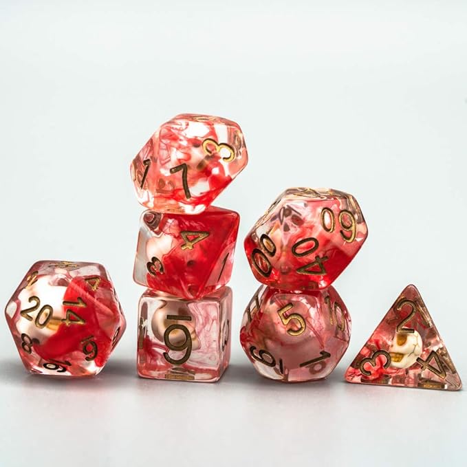 UDIXI Polyhedral DND Dice Set, Red Skull Dice Set for Dungeons and Dragons Role Playing Game and Tabletop Game,Board Games