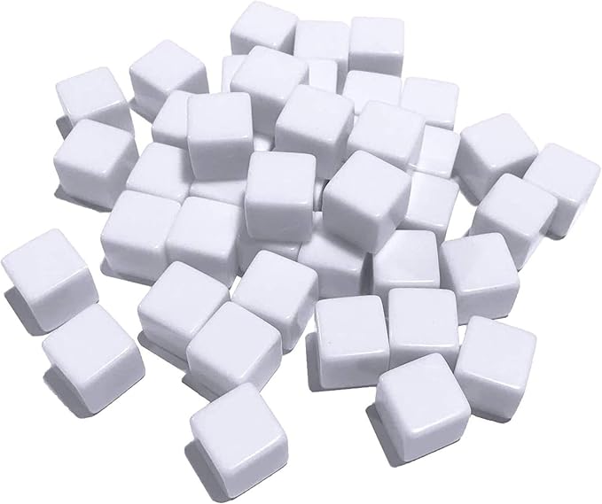 48 PCS 16MM Blank White Dice for Board Games, DIY, Fun, and Teaching