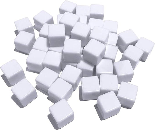 48 PCS 16MM Blank White Dice for Board Games, DIY, Fun, and Teaching