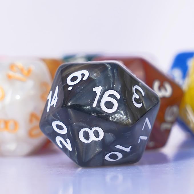 10PC D20 Polyhedral Dice Set 22mm for DND RPG MTG Table Games (Pearl Color Dice)