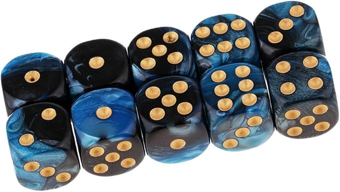 20PCS Polyhedral Dice D6 Dice 16mm Acrylic 6 Sided Dice Game Dice for RPG MTG DND Dice Table Games (Blue Black and Red Black)
