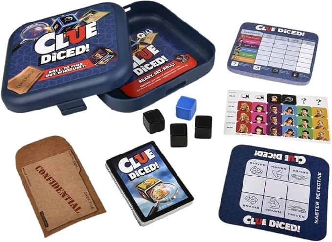 Hasbro Gaming Clue Diced Game, Easy to Learn Game, Quick Game, Portable Travel Game, Travel Game, Family Board Game, Fast Game for Kids Ages 8 and Up
