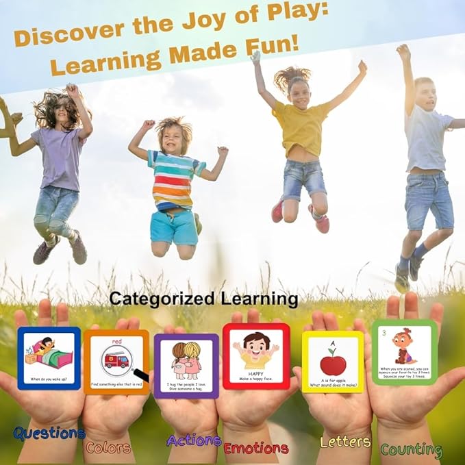 Thought-spot Play and Learn Cube roll Play Game for Toddlers 1st Learning Game Teaches Colors and Numbers Emotions Language roll Cube Pick Card and Have Fun Games