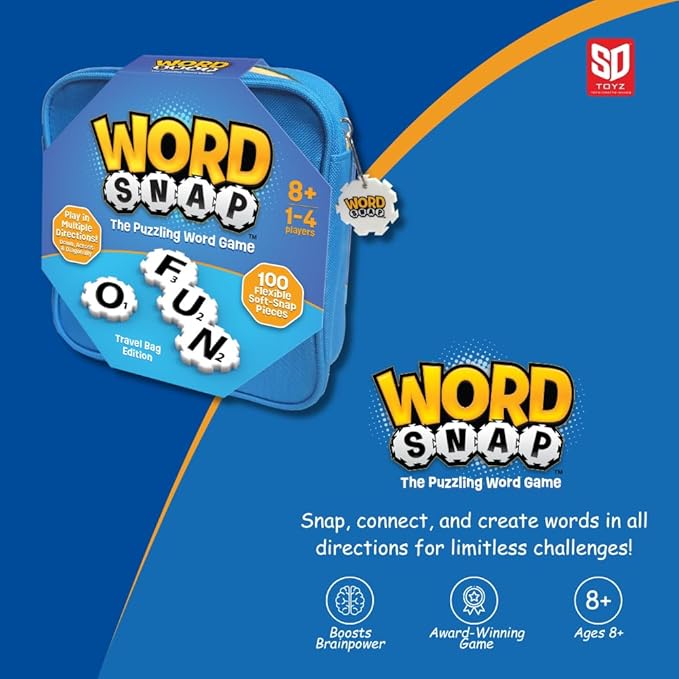 Game with Travel Bag, Word Puzzle for Adults, Family, and Kids, Fun Game for Ages 8+, 1-4 Players