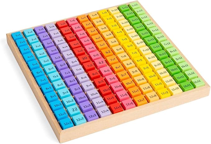Bigjigs Toys, Multiplication Table Board Game, Wooden Toys, 1-12 Times Tables, Times Table Games for Kids, Number Games, Numbers for Kids, Educational Toys, Montessori Toys, Wooden Tray