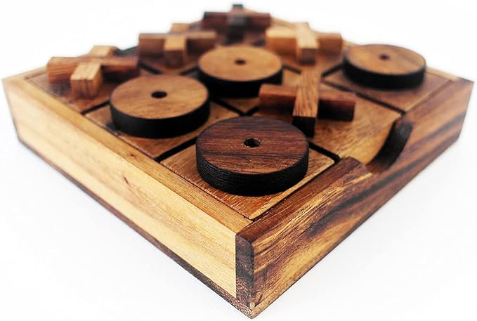 Tic Tac Toe Wooden Classic Game 5.5 x 5.5 in Travel Board Toy for Children and Adult Home Decor Room Gift Set Coffee Break Family Time