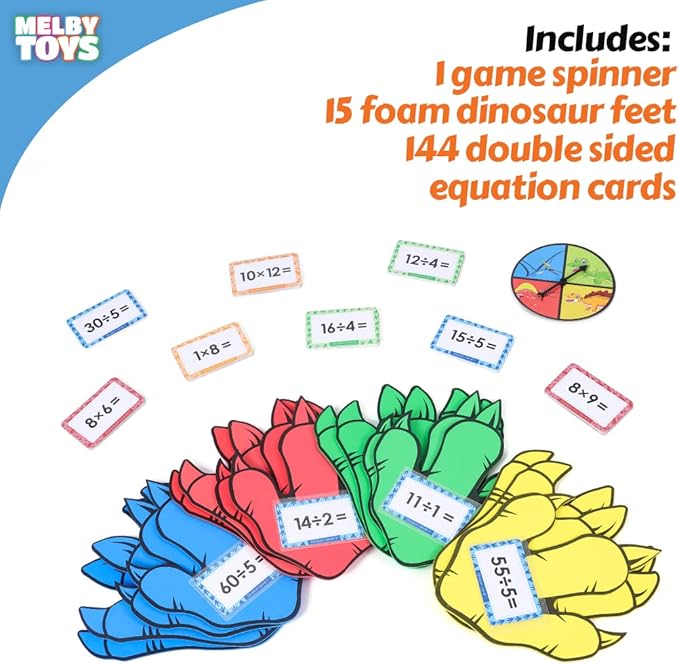 Dino Stomp Multiplication Game I Includes 144 Multiplication Flash Cards and 144 Division Flash Cards | Math Games for Kids 8-12 I 2nd, 3rd, 4th Grade Multiplication Games
